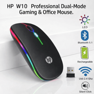 60c9da4b711f087d3eca944cf7552b37 Original HP W10 RGB Rechargeable Dual-Mode Wireless Mouse