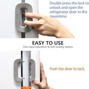 61dMpy1DnL._AC_SX569_-2 Child Safety Refrigerator Lock, Refrigerator Door Lock, Self Adhesive Freezer Door, Refrigerator Door, Double Safety Button, Home Safe Design, Child Proof Refrigerator Door Lock Multi color ( Random Color )