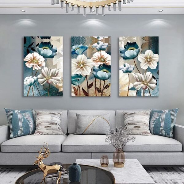 62c3e6374d1694de7b0a53850a55845b 3pcs Flower Design Stickytiles Frames Providing Elegant Floral Style Artistic Look Modern Appearance