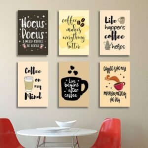 63529f33be6a0063ab0425cad6707b4b 6pcs Quotes For Coffee Lovers Stickytiles Frames Providing Creative Design Motivational Look - Size: 8*11