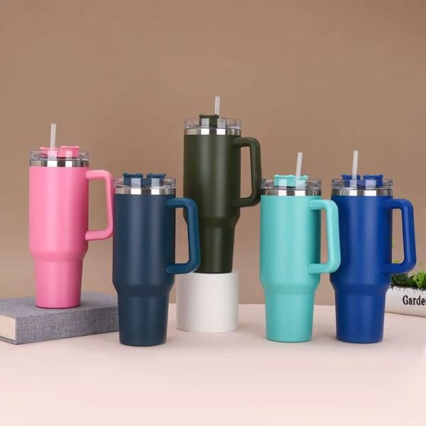 65a50305fb294930b6cbf57400bf39cc Insulated Stainless Steel Tumbler with Handle and Straw - 40oz (Random Color)