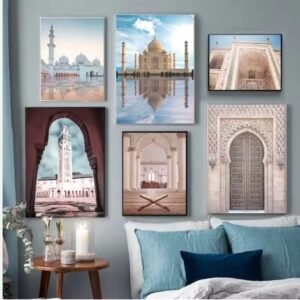 65b41335dd7532cb297049912858f8ac Decoration home decoration item 6 pcs iSLAMIC fRAME board wall decor photo on wall PHOTO TILE canvas art decor for home easy set up with both side tape