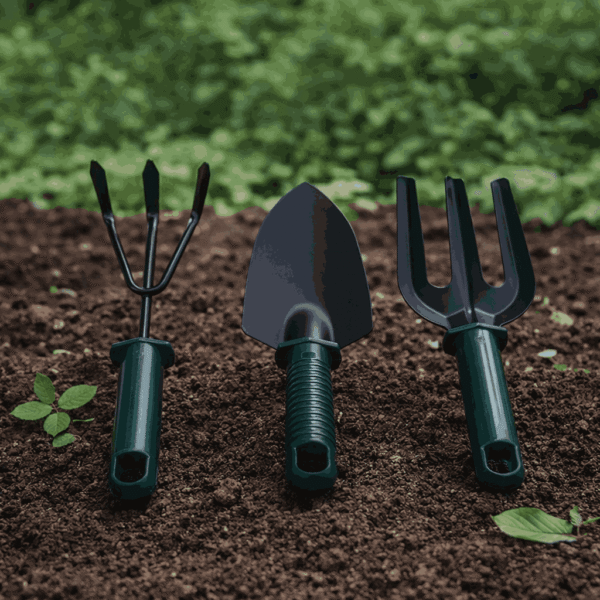 Premium 3-Piece Mini Garden Tool Set – Heavy-Duty Metal Hand Trowel, Cultivator Rake, and Ergonomic Garden Fork for Indoor and Outdoor Plant Care