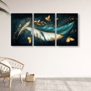 6709f4ede64597635943839c847ab178 Set Of 3 Feather Art Wooden Frames For Wall Decoration Sticky Photo Tiles With Double Tape 8x11 Inches