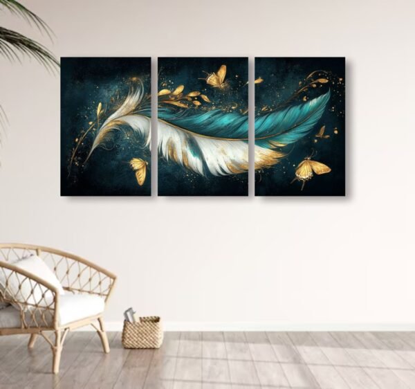 6709f4ede64597635943839c847ab178 Set Of 3 Feather Art Wooden Frames For Wall Decoration Sticky Photo Tiles With Double Tape 8x11 Inches