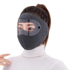 Full Face Shield | Dustproof Anti‑Fog | Winter Warm Fleece Mask | Windproof Riding HD Shield – 1Pc Random Colour
