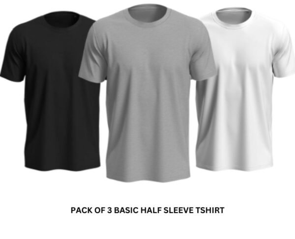 6a4d375a53b847639247aa9ba86f7bcd Pack of 3 Premium Half Sleeves Round Neck Plain Color T-Shirts for Men & Boys – Soft Comfortable Fabric