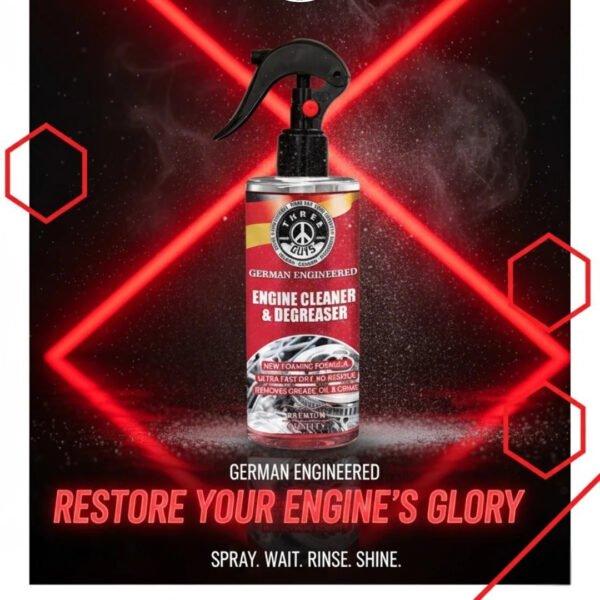 6a902378549c0c876129ab533bec0d27 THREE GUYS Engine Cleaner & Degreaser | Foaming Formula | German Engineered Fast-Dry Spray (250ml)