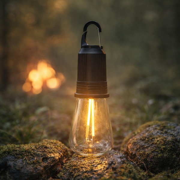 6b1e5359007acece088842dece9a98a9 T02 Portable Hanging Camping Lamp – Type-C Rechargeable Warm Light LED Bulb with 3 Modes