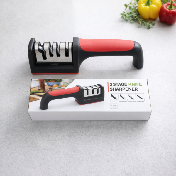 6baa6125de106f1dc85cbd4db0bed609 Professional 3-Stage Kitchen Knife Sharpener | Manual Sharpening Tool for Steel & Ceramic Knives | Ergonomic Handle & Non-Slip Base for Effortless Grip