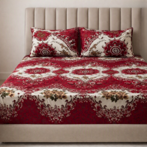 3D Crystal Cotton 3-Piece Bedsheet Set – Premium Printed Double Bed Sheet with 2 Pipping Pillow Covers, Soft & Durable Multicoloured Bedding Set