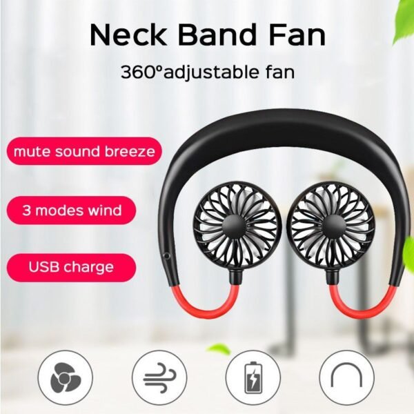 6c2633a94a1c570a23d3f3f20027f7d0 360° Adjustment USB Portable Hands-Free Neck Fan (Random color)