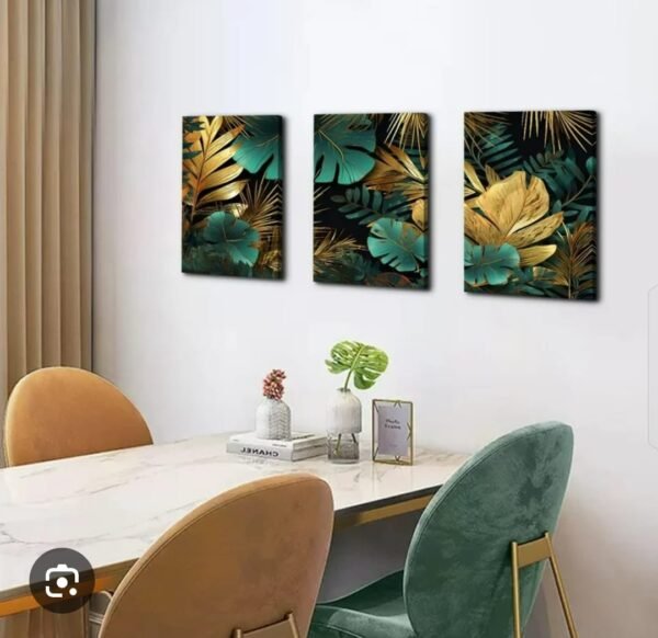 6ce43e667f90b134c05c7d83e30026c5 3 Pc Leafs Phototiles Wall Art Set Elegant Ready To Hang Self Adhesive Tiles Premium Quality For Home And Office Decor