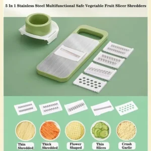 6ebb6e150d47140aca47585e8de14160 5-in-1 Multi-Functional Vegetable Slicer & Grater – Adjustable Mandoline Cutter with Interchangeable Blades for Kitchen, Fruits & Vegetables