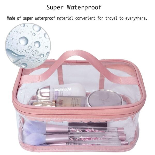 6fc59e384df93f9ecd01a47a57122a8c Cosmetic Organizer Makeup Brush Bag Cosmetics Transparent Multifunction Large Waterproof Portable Travel Makeup Cosmetic Bags (Pink Color)