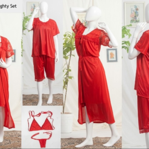 716de26c966314ee6f37a3e6769e4b3e 6 PCs Bridal Satin Nighty Set with Matching Thong & Bralette Free Size
