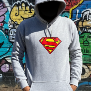 71899d47ca271f2f447e0c7c35e72a92 New Summer Collection Full Grey Hoodie SUPER MAN Printed For girl And Boys