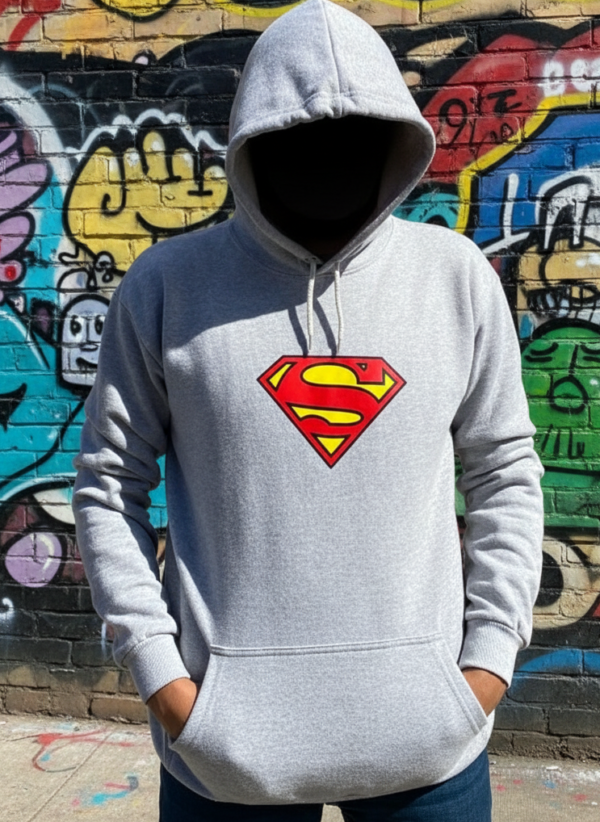 71899d47ca271f2f447e0c7c35e72a92 New Summer Collection Full Grey Hoodie SUPER MAN Printed For girl And Boys