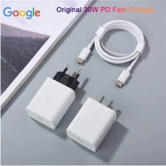 Google Original 30W USB-C PD Fast Charger with USB-C to USB-C Cable for Pixel 6, 6 Pro, 7, 7 Pro, 8, 8 Pro, Pixel Fold & USB-C Devices