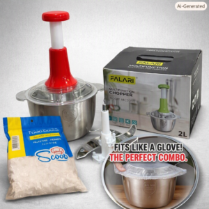 731199abf5baab880c5a770f5e870c15 Kitchen Fresh Prep Combo Deal – 2L Manual Hand Press Vegetable Chopper, Meat Mincer & 100 Elastic Stretchable Food Covers - Random Color