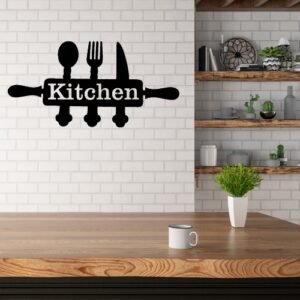 75a1e8ec6e9b5128b32471612e84b9ed Stylish Kitchen Wall Decor Sign – Modern Utensil Design Wall Art for Dining & Cooking Space (5x12 inches)