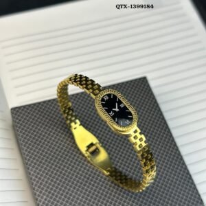75cd89e356b76fb008f13140733c554b Fake Watch Handcuff Bracelet for Women – Stylish Gold Wrist Watch - QTX-184