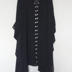 782ced7cd32bce7e1360a56cc71a6661 Abaya Mirrored Wink Upper Pure Georgette Black With Silver Mirror Standard Length 40 Inch For Women
