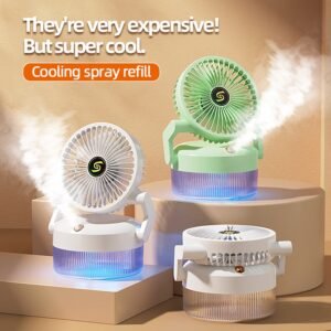 7910caaa61cd4c4e4ced599fc0e2097c 800ML Rechargeable Desktop Humidification Fan Portable Foldable Spray Misting Fan With Blue Light (Random Colour)