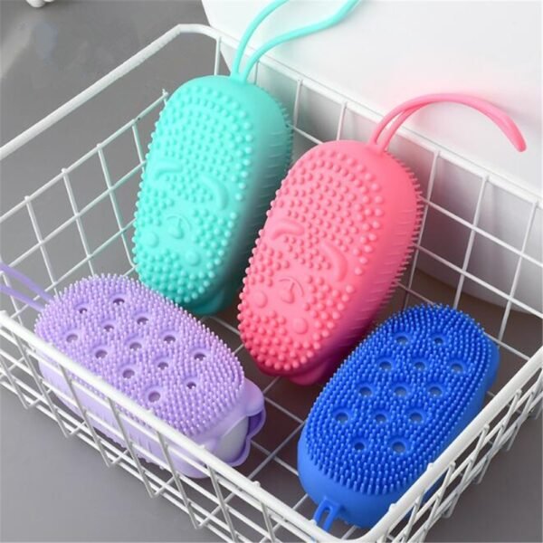795b59b850d804f190d2a3145e94810c Silicone Body Scrubber Bath Sponge – Soft Exfoliating Shower Brush for Men & Women (Random Color)