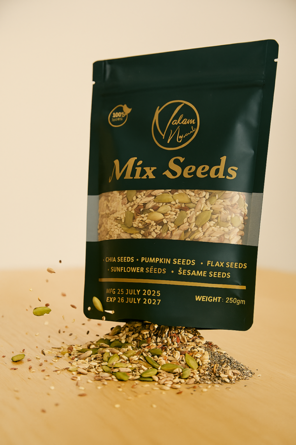 7977a9c4fc6046c3130ac5a2d959c569 Valam Naturals Mix Seeds 250g – Healthy Blend of Pumpkin, Flax, Sunflower, Sesame & Chia Seeds