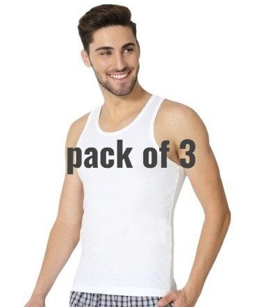 7b78a192c18d39d5e7b8420428cfcca0 Pack of 3 White Men's Vest (Banyan) – Soft Cotton Sleeveless Undershirt for Daily Wear