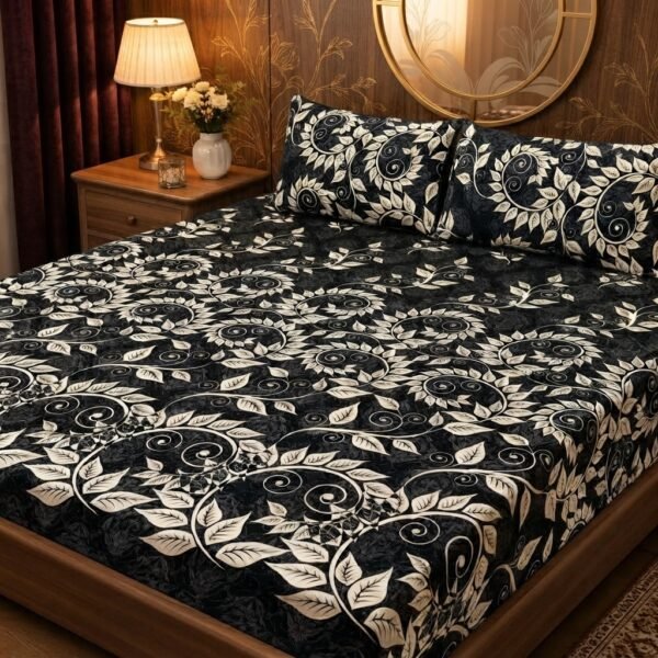 7c7e7a5d0bb96cbeabcc78b718ba4dee-1 3D Crystal Cotton 3 Piece Bedsheet Set - Home Textile Product (AY0010023)