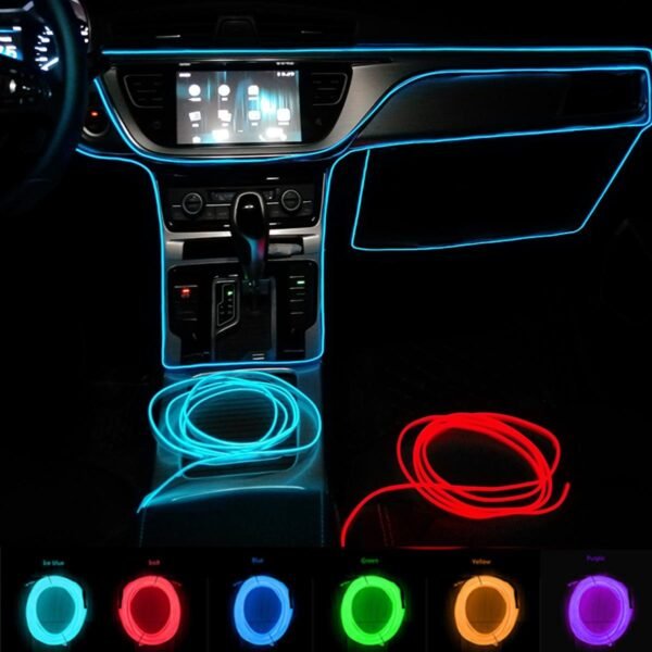7ca43b9a61a8a62f43f7e898c04f954f Car Dashboard Neon Light Strip – 3 Meter Flexible EL Wire with Easy Installation, Random Color