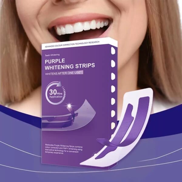 7d01766646bef99aa3ea53aa4df0e2f2-1 Purple Color-Correcting Teeth Whitening Strips – Peroxide-Free Stain Removal & Instant Smile Brightening Set