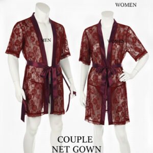 8087646f8170452997c16d4765122061 Couple Matching Romantic Robe / Gown Set – Sensual Net Nightwear for Men & Women (Pack of 2) | SKU: DC-C004