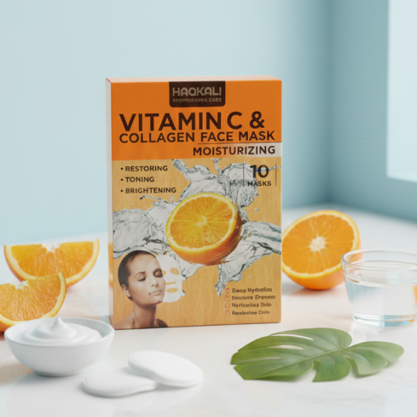 83b4416738fb314909d6ad5861416f4f HAQKALI Professional Care Vitamin C & Collagen Moisturizing Face Mask - Restoring, Toning, and Brightening (pack of 10)