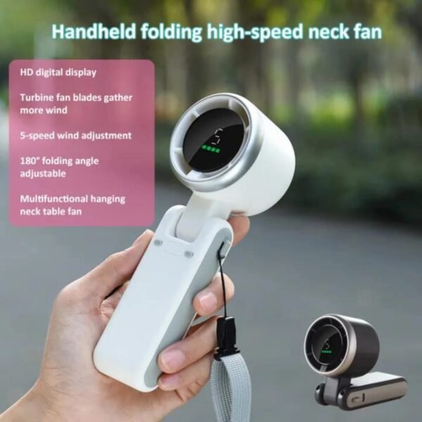 857d82b2ae757795f15b6e18c4dbf136 Handheld Folding Turbo Fan With 5 Speed Adjustment Portable Rechargeable Cooling Device