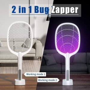 2 In 1 Electric Mosquito Killer UV Light LED Lamp Rechargeable Mosquito Trap Racket Anti Insect Bug Zapper