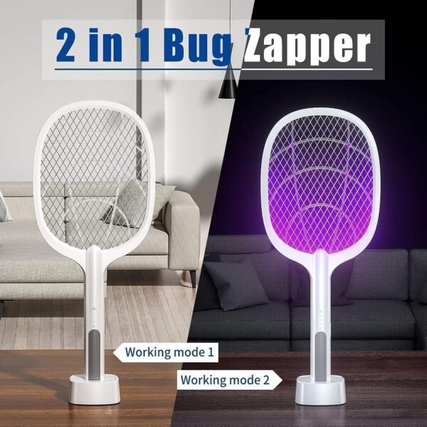 85b9fd28c495420e9cdc7af981e93672 2 In 1 Electric Mosquito Killer UV Light LED Lamp Rechargeable Mosquito Trap Racket Anti Insect Bug Zapper