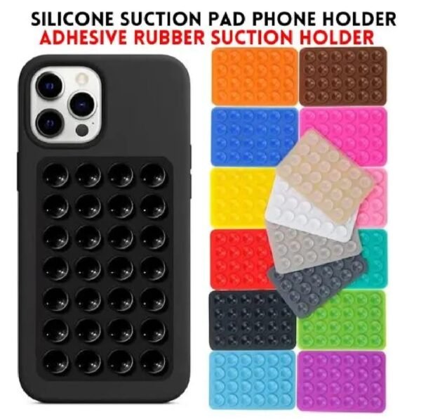 85ee4b5a9a2ad690d042f29a63c2734f 1 PCs Double Side Silicone Suction Pad Phone Holder – Self-Adhesive Square Rubber Grip Pad for All Mobiles & Tablets (Random Color)