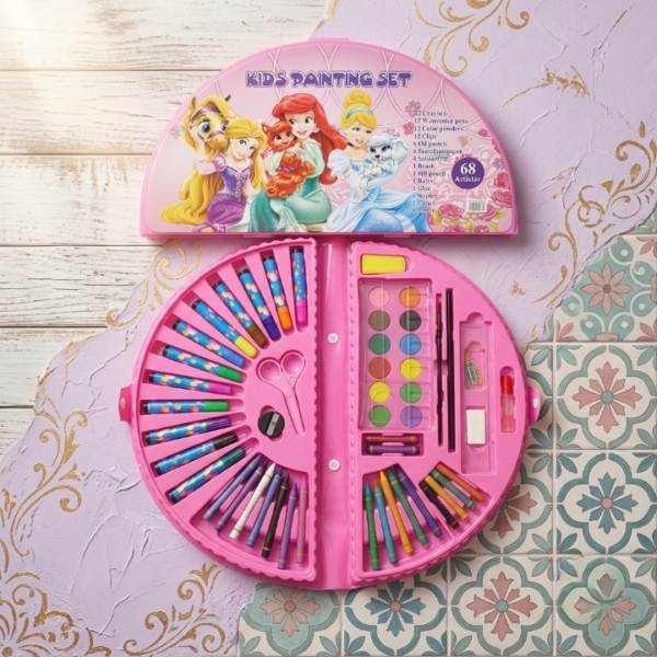 88f5d4fb8ccec1b25c3b320ffa5e3934 68 Pcs Colour Kit Painting Set Art Set For Kids With Crayons Water Colour Pens Oil Pastels And Art Accessories (Random Characters)