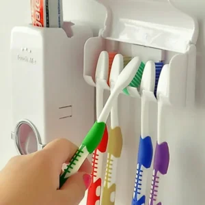 898a60e41e8a83ea01c9f199e9b9fd18 Automatic Toothpaste Dispenser & Toothbrush Holder Set
