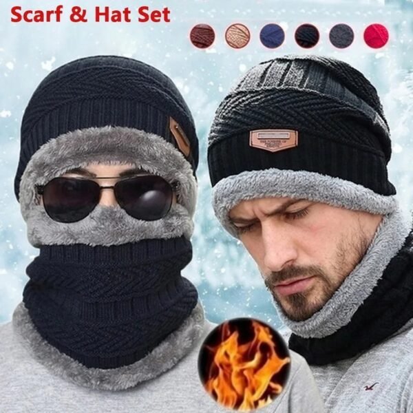 8a20f36869d2c6001b9c9f2e4d0e10f7 Winter Beanie Hat For Men Fleece Scarf Women Knitted Hat Warm Cap Thick Wool Neck Warmer Scarf Balaclava Mask Skullies Beanies (Random Color)