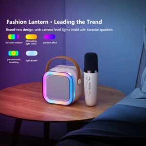 8b1ed0d0efeb30aa37a0cab58932dfc7 K12 Portable Bluetooth Speaker with Wireless Mic | RGB LED Lights | High Bass Rechargeable Karaoke Speaker for Kids, Home & Outdoor Parties