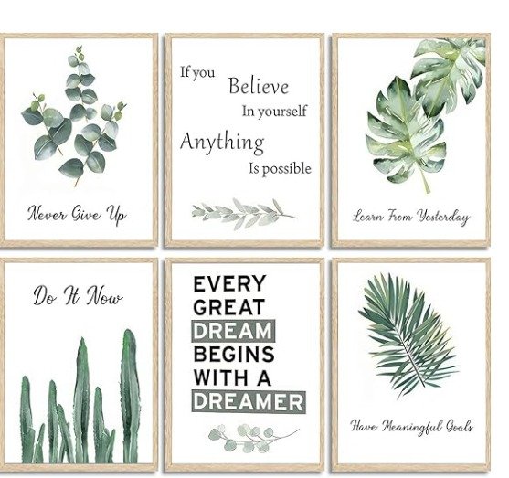 8b2b211df5954e85c8ed32d30ed531f1 Set of 6 Motivational sticky canvas frames for wall decore / sticky phototiles for office and home workplace