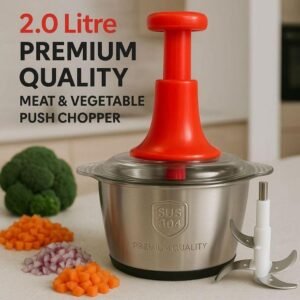 8bca67c426f0ef0855e771414e7e8105 2L Manual Food Chopper | Stainless Steel Push Chopper | Kitchen Multi-purpose Vegetable and Nuts Chopper
