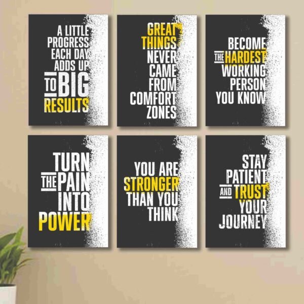6 PC Wall Decor Cardboard Phototiles With Double Tape For Back Sticking – Turn Pain Into Power