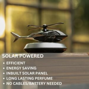 8c96196b5a2da82a28e0d8ff8da73cc1 Solar Powered Car Aroma Diffuser Helicopter Air Freshener – Dashboard Perfume Decor | Metal + ABS, Refillable Fragrance (Random Color)