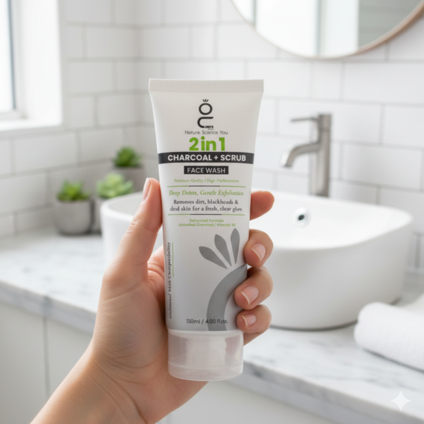 90b1fe7b3e8c37164eae466ff7cc4a34 2 In 1 Charcoal + Scrub Face Wash 120ml | Deep Detox And Gentle Exfoliation | Removes Dirt, Blackheads, And Dead Skin For A Fresh, Clear, And Glowing Face