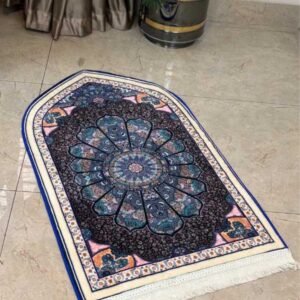 90bc2b36744042ddff87e44d2a9783a1 Luxury Ottoman Mandala Velvet Prayer Rug – Deep Blue & Black 70x115 cm | Elegant Islamic Janamaz